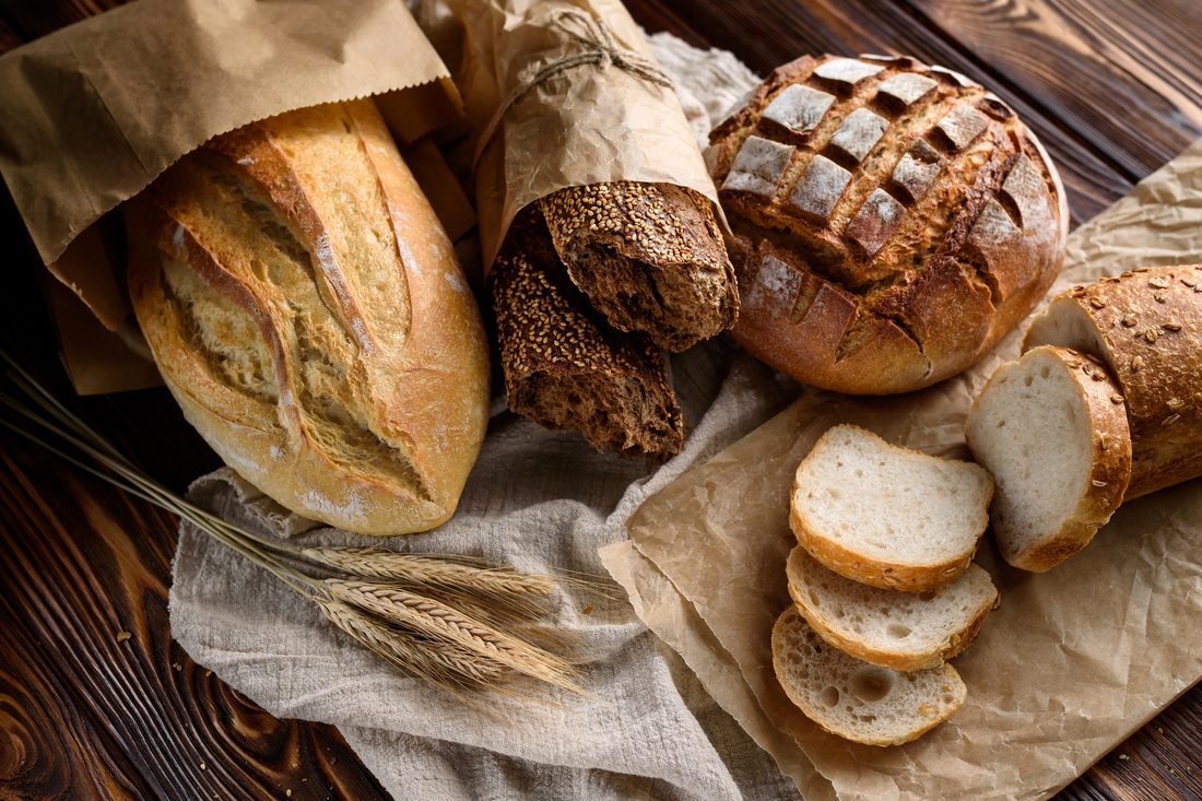 Fresh-baked Italian bread loaves