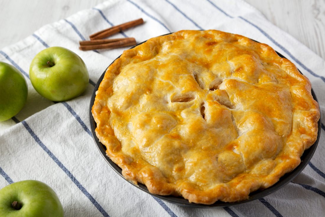 Homemade apple pie with flaky crust